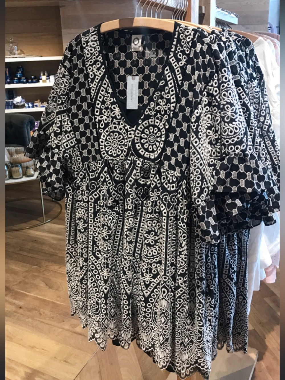 Anthropologie Akemi + Kin Eyelet Embroidered Babydoll Swing Dress Sz 10 - Picture 4 of 12